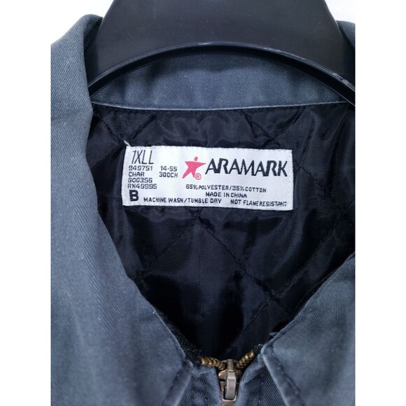 Aramark Mens Lined Work Jacket 1XLL Gray Polyester Cotton Blend - Picture 5 of 7